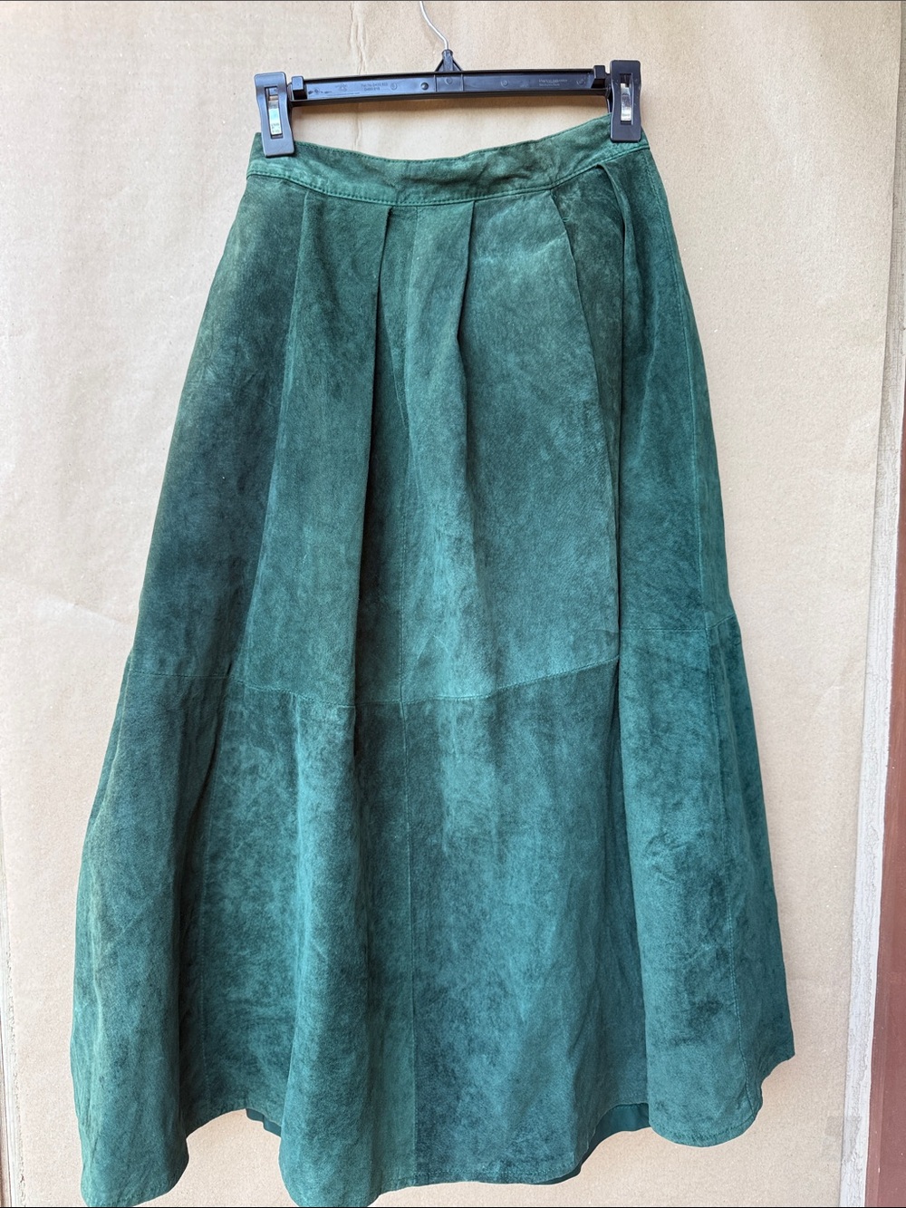 Fisher Hill Vintage Emerald Green Suede Leather Maxi Skirt